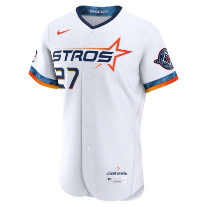 Houston Astros Jose Altuve Nike City Connect Authentic Sponsor Patch Jersey - White MLB Team Jersey Baseball Fan Apparel