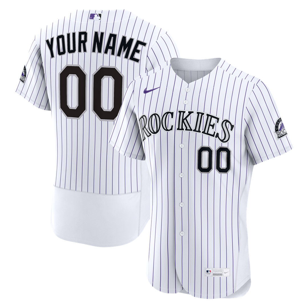 Colorado Rockies Nike Home Authentic Custom Jersey - White MLB Team Jersey Baseball Fan Apparel
