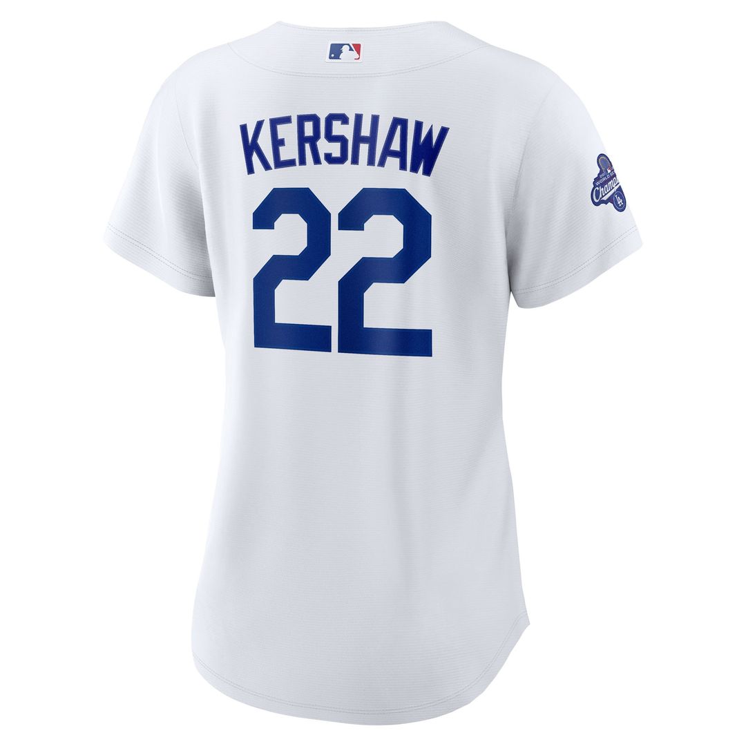 Los Angeles Dodgers Clayton Kershaw Nike Women's Home 2025 World Series Champions Replica Jersey - White MLB Team Jersey Baseball Fan Apparel