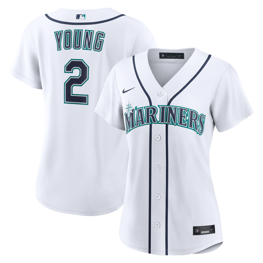Seattle Mariners Cole Young Nike Women's Home Replica Jersey - White MLB Team Jersey Baseball Fan Apparel