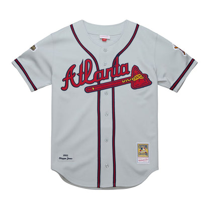 Atlanta Braves Chipper Jones Mitchell & Ness 1995 Throwback Authentic Jersey - Gray MLB Team Jersey Baseball Fan Apparel