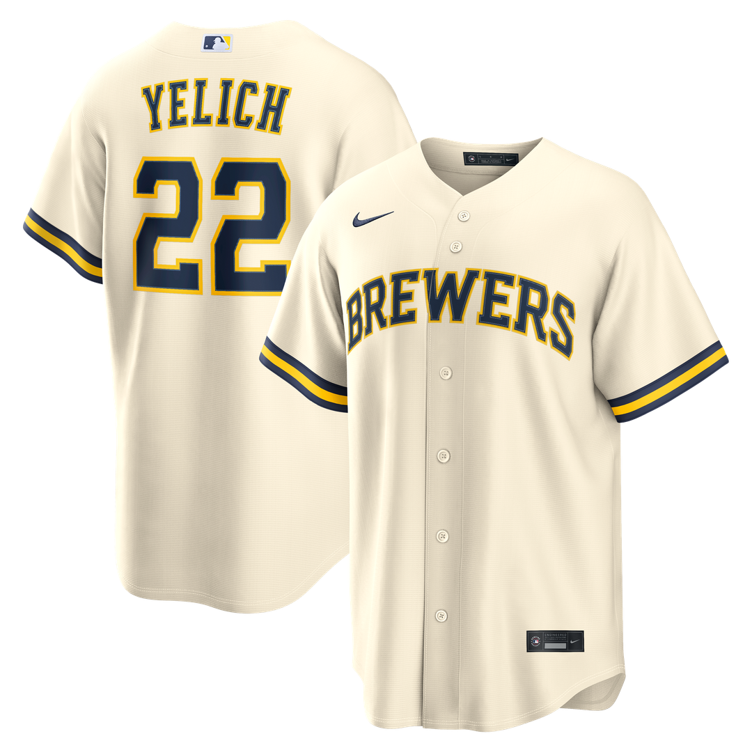 Milwaukee Brewers Christian Yelich Nike Home Replica Jersey - Cream MLB Team Jersey Baseball Fan Apparel