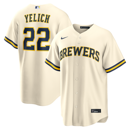 Milwaukee Brewers Christian Yelich Nike Home Replica Jersey - Cream MLB Team Jersey Baseball Fan Apparel