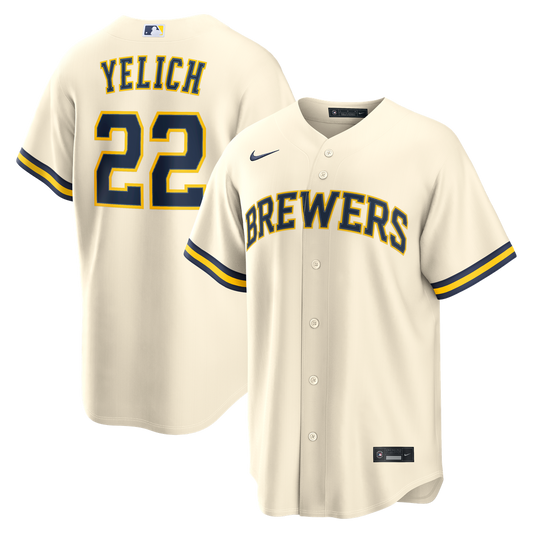Milwaukee Brewers Christian Yelich Nike Home Replica Jersey - Cream MLB Team Jersey Baseball Fan Apparel