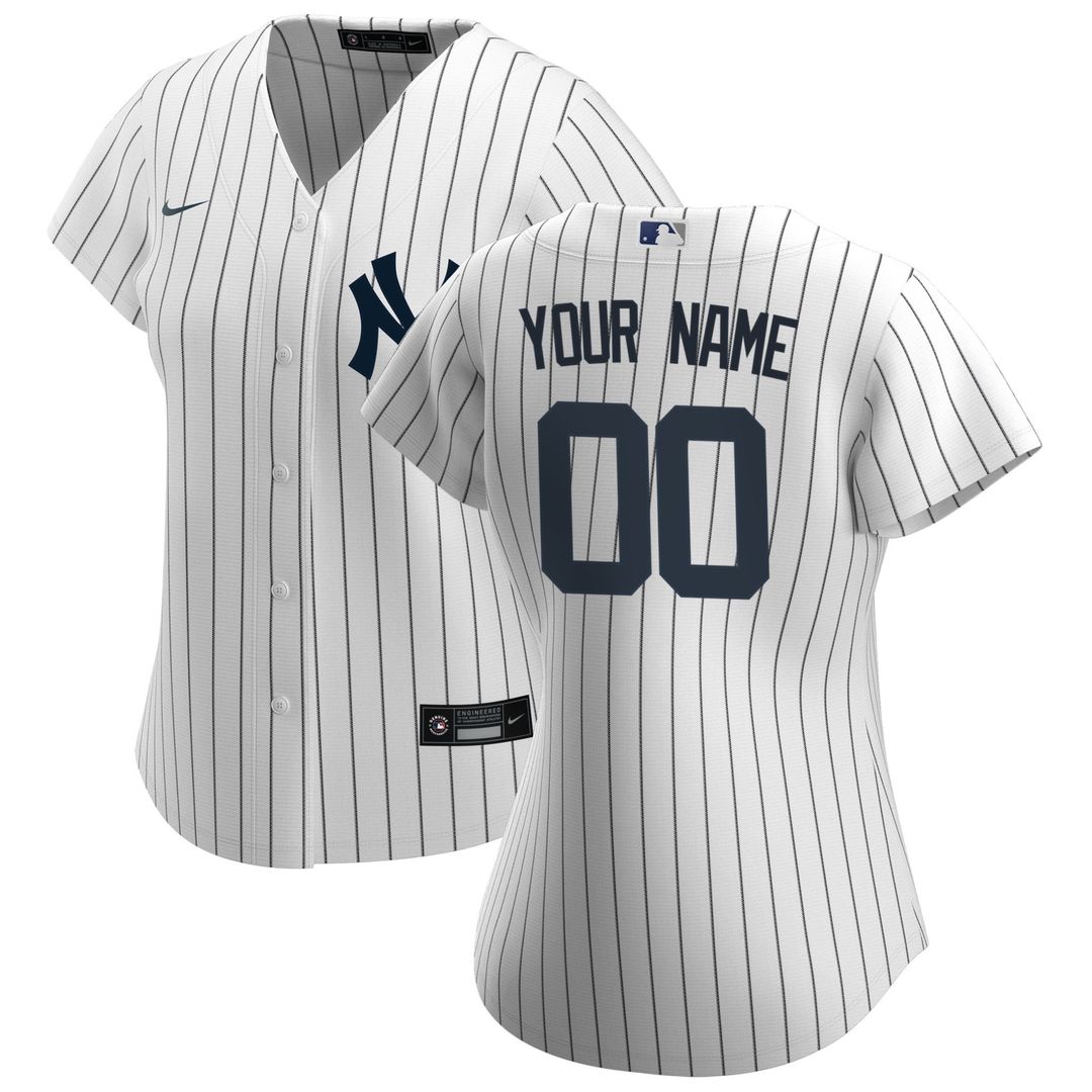 New York Yankees Nike Women's Home Replica Custom Jersey - White MLB Team Jersey Baseball Fan Apparel