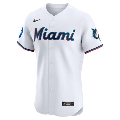 Miami Marlins Nike Home Elite Patch Jersey - White MLB Team Jersey Baseball Fan Apparel