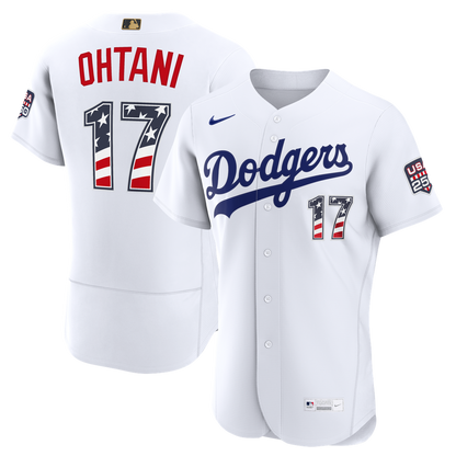 Los Angeles Dodgers Shohei Ohtani Nike USA 250 Fourth of July Home Authentic Jersey - White MLB Team Jersey Baseball Fan Apparel