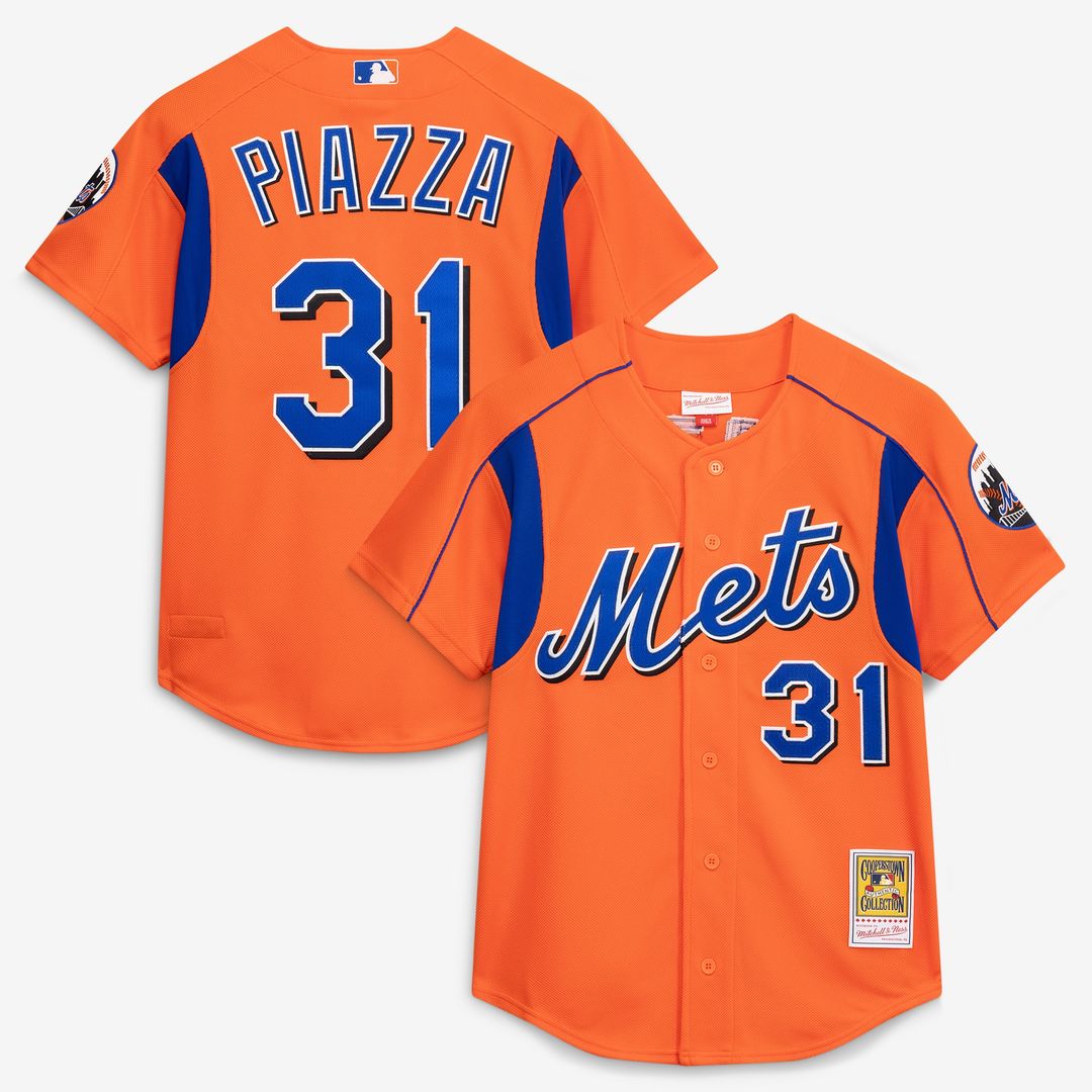 New York Mets Mike Piazza Mitchell & Ness Cooperstown Mesh Batting Practice Button - Up Jersey - Royal MLB Team Jersey Baseball Fan Apparel