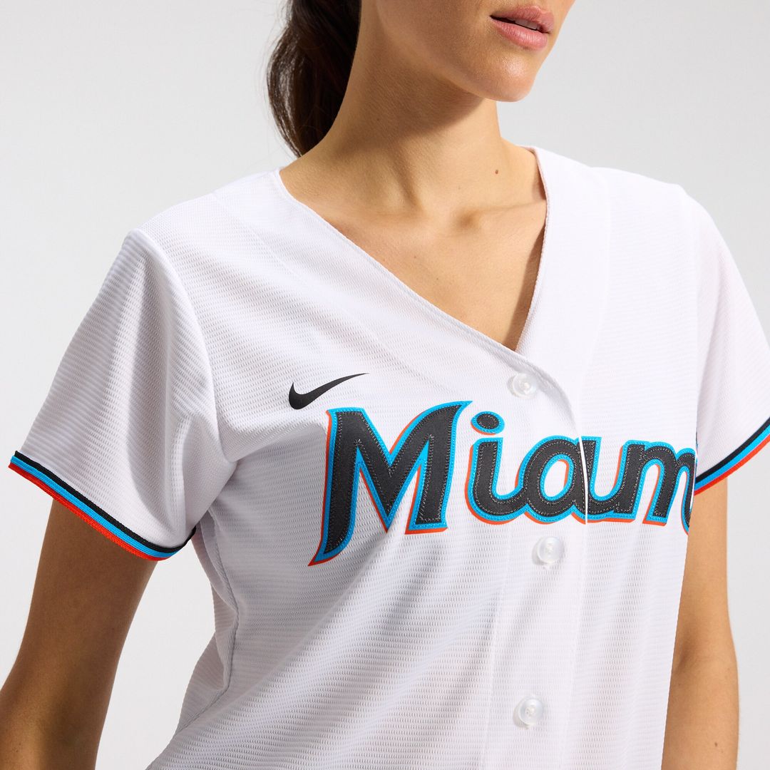 Miami Marlins Nike Women's Replica Team Jersey - White MLB Team Jersey Baseball Fan Apparel
