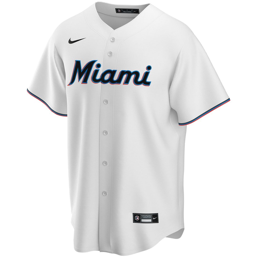 Miami Marlins Nike Home Replica Custom Jersey - White MLB Team Jersey Baseball Fan Apparel