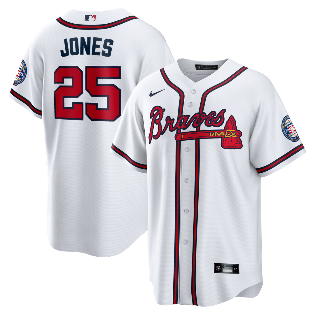 Atlanta Braves Andruw Jones Nike Home Replica 2026 Hall of Fame Patch Jersey - White MLB Team Jersey Baseball Fan Apparel