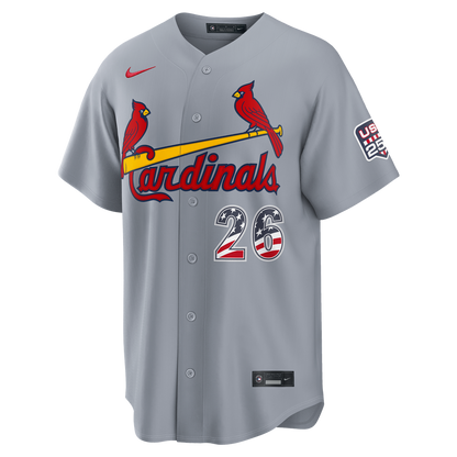 St. Louis Cardinals JJ Wetherholt Nike USA 250 Fourth of July Road Stadium Jersey - Gray MLB Team Jersey Baseball Fan Apparel