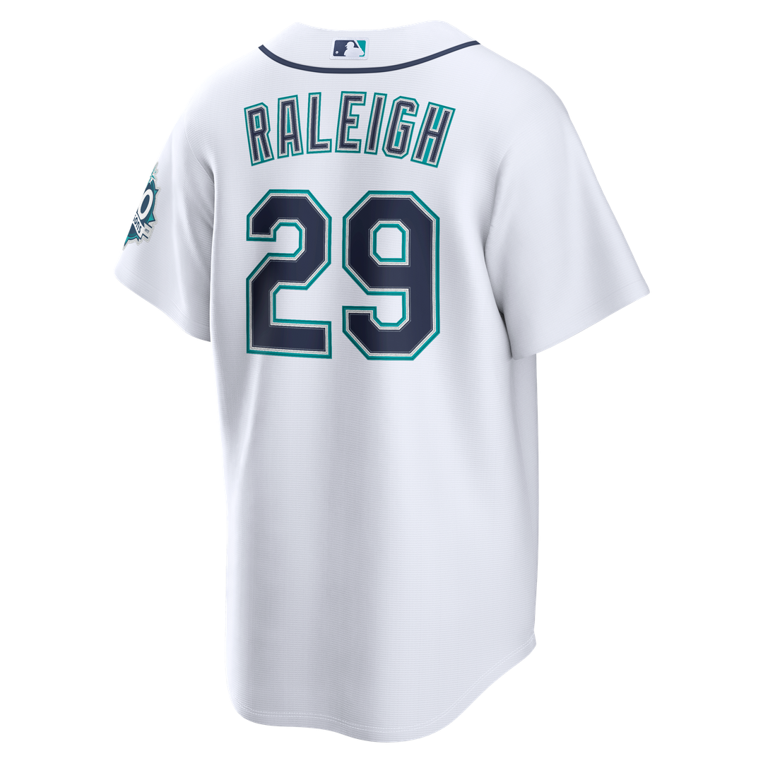 Seattle Mariners Cal Raleigh Nike Home Stadium 50th Season Patch Jersey - White MLB Team Jersey Baseball Fan Apparel