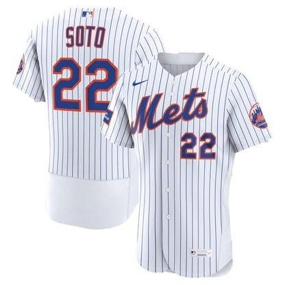 New York Mets Juan Soto Nike Home Authentic Sponsor Patch Jersey - White MLB Team Jersey Baseball Fan Apparel