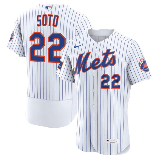 New York Mets Juan Soto Nike Home Authentic Sponsor Patch Jersey - White MLB Team Jersey Baseball Fan Apparel