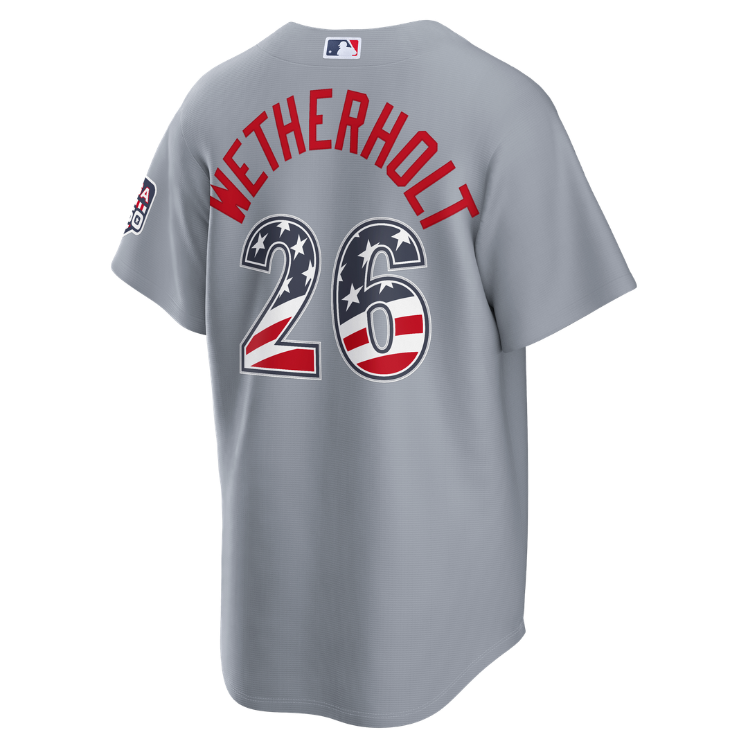 St. Louis Cardinals JJ Wetherholt Nike USA 250 Fourth of July Road Stadium Jersey - Gray MLB Team Jersey Baseball Fan Apparel