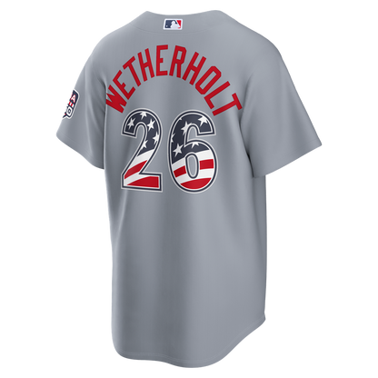 St. Louis Cardinals JJ Wetherholt Nike USA 250 Fourth of July Road Stadium Jersey - Gray MLB Team Jersey Baseball Fan Apparel