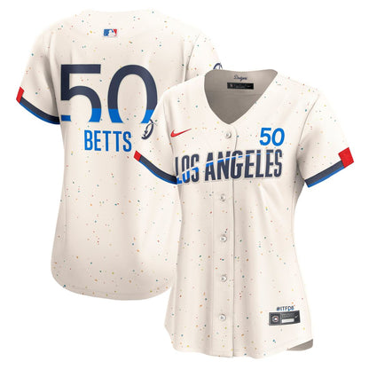 Los Angeles Dodgers Mookie Betts Nike Women's City Connect Limited Jersey - Cream MLB Team Jersey Baseball Fan Apparel