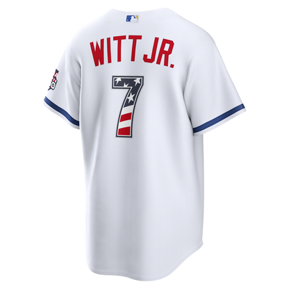 Kansas City Royals Bobby Witt Jr. Nike USA 250 Fourth of July Home Stadium Jersey - White MLB Team Jersey Baseball Fan Apparel