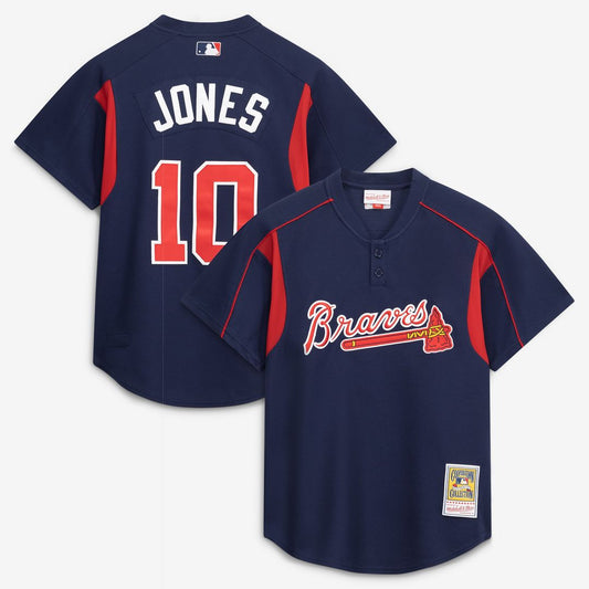 Atlanta Braves Chipper Jones Mitchell & Ness Authentic Batting Practice Jersey - Navy MLB Team Jersey Baseball Fan Apparel