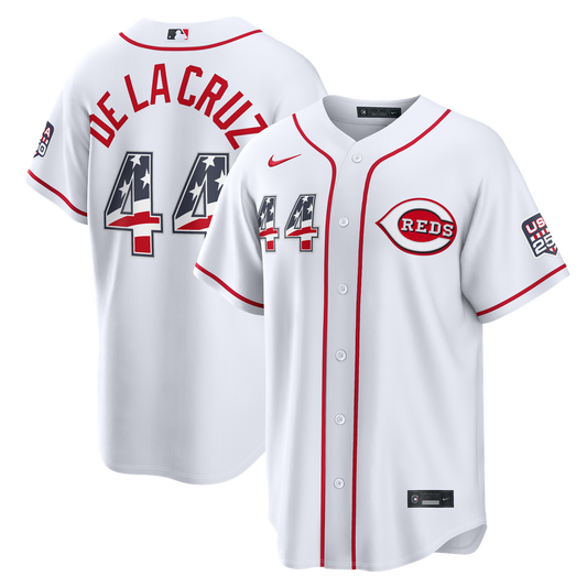 Cincinnati Reds Elly De La Cruz Nike USA 250 Fourth of July Home Stadium Jersey - White MLB Team Jersey Baseball Fan Apparel