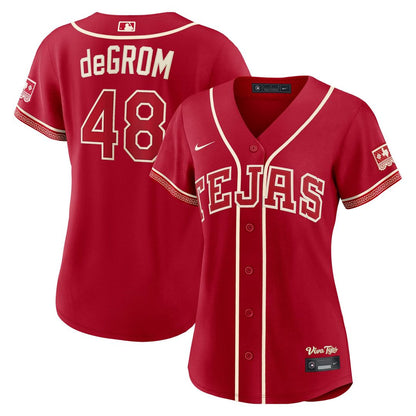 Texas Rangers Jacob deGrom Nike Women's 2026 City Connect Stadium Jersey - Red MLB Team Jersey Baseball Fan Apparel