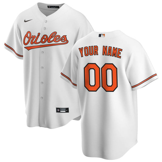 Baltimore Orioles Nike Home Replica Custom Jersey - White MLB Team Jersey Baseball Fan Apparel