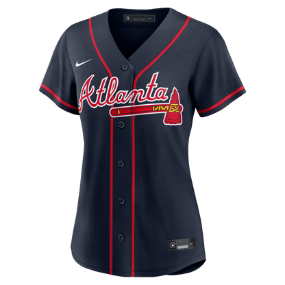 Atlanta Braves Ronald Acuña Jr. Nike Women's Alternate Replica Jersey - Navy MLB Team Jersey Baseball Fan Apparel