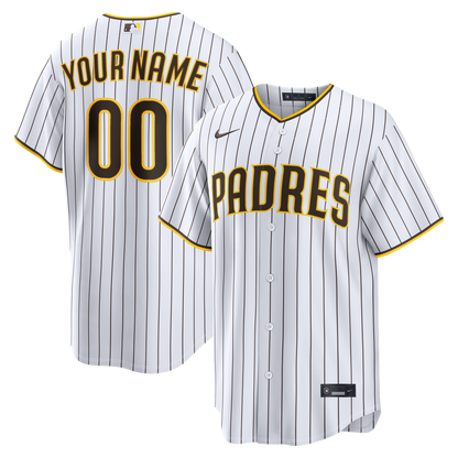 San Diego Padres Nike Home Replica Custom Jersey - White MLB Team Jersey Baseball Fan Apparel