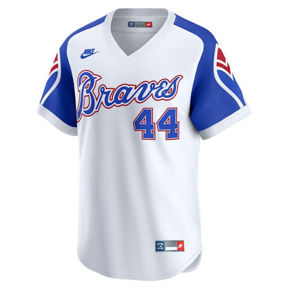 Atlanta Braves Hank Aaron Nike Throwback Cooperstown Limited Jersey - White MLB Team Jersey Baseball Fan Apparel