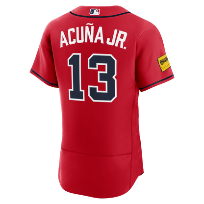 Atlanta Braves Ronald Acuña Jr. Nike Alternate Authentic Sponsor Patch Jersey - Red MLB Team Jersey Baseball Fan Apparel