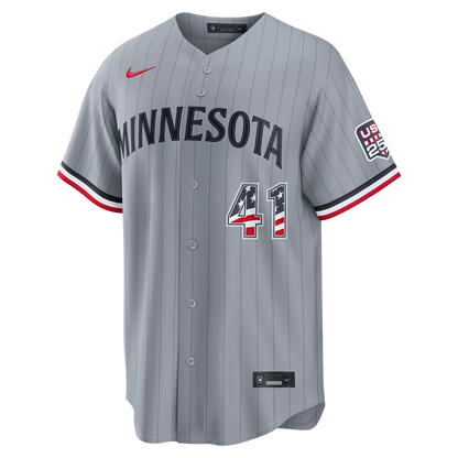 Minnesota Twins Joe Ryan Nike USA 250 Fourth of July Road Stadium Jersey - Gray MLB Team Jersey Baseball Fan Apparel