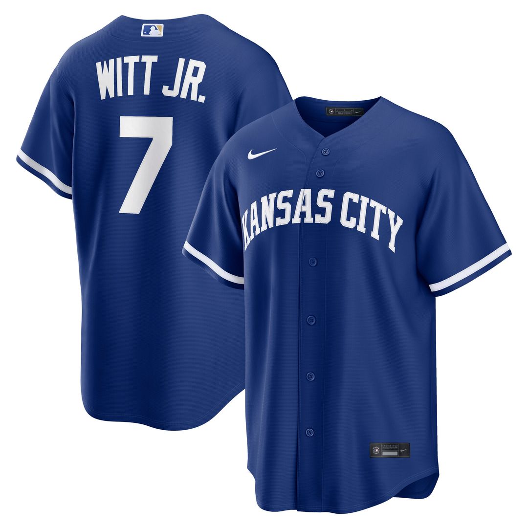 Kansas City Royals Bobby Witt Jr. Nike Alternate Replica Jersey - Royal MLB Team Jersey Baseball Fan Apparel