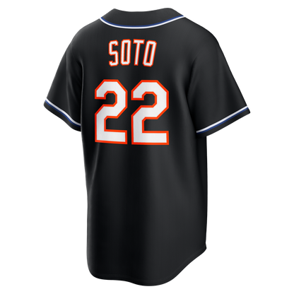 New York Mets Juan Soto Nike Fashion Replica Black Out Jersey MLB Team Jersey Baseball Fan Apparel