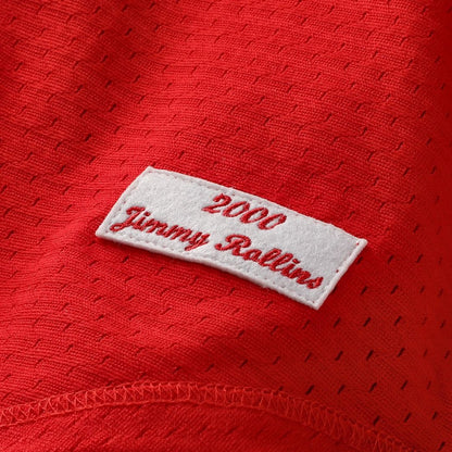 Philadelphia Phillies Jimmy Rollins Mitchell & Ness Cooperstown Mesh Batting Practice Button - Up Jersey - Red MLB Team Jersey Baseball Fan Apparel