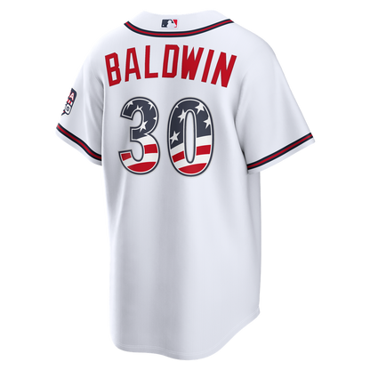 Atlanta Braves Drake Baldwin Nike USA 250 Fourth of July Home Stadium Jersey - White MLB Team Jersey Baseball Fan Apparel