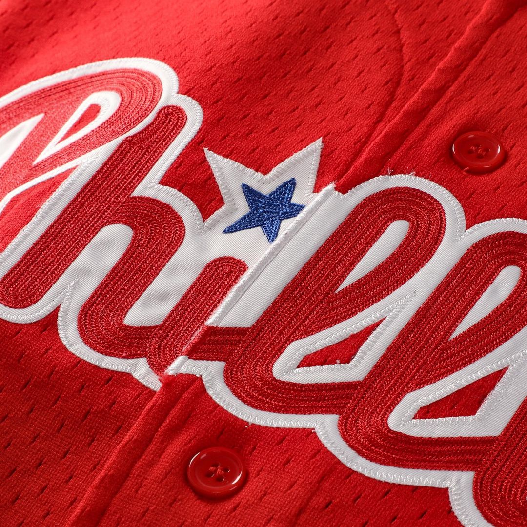 Philadelphia Phillies Jimmy Rollins Mitchell & Ness Cooperstown Mesh Batting Practice Button - Up Jersey - Red MLB Team Jersey Baseball Fan Apparel