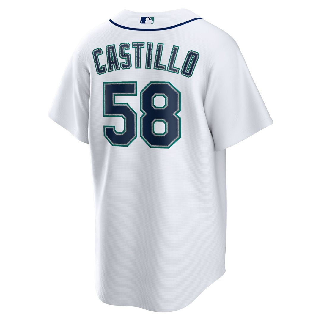 Seattle Mariners Luis Castillo Nike Home Replica Jersey - White MLB Team Jersey Baseball Fan Apparel