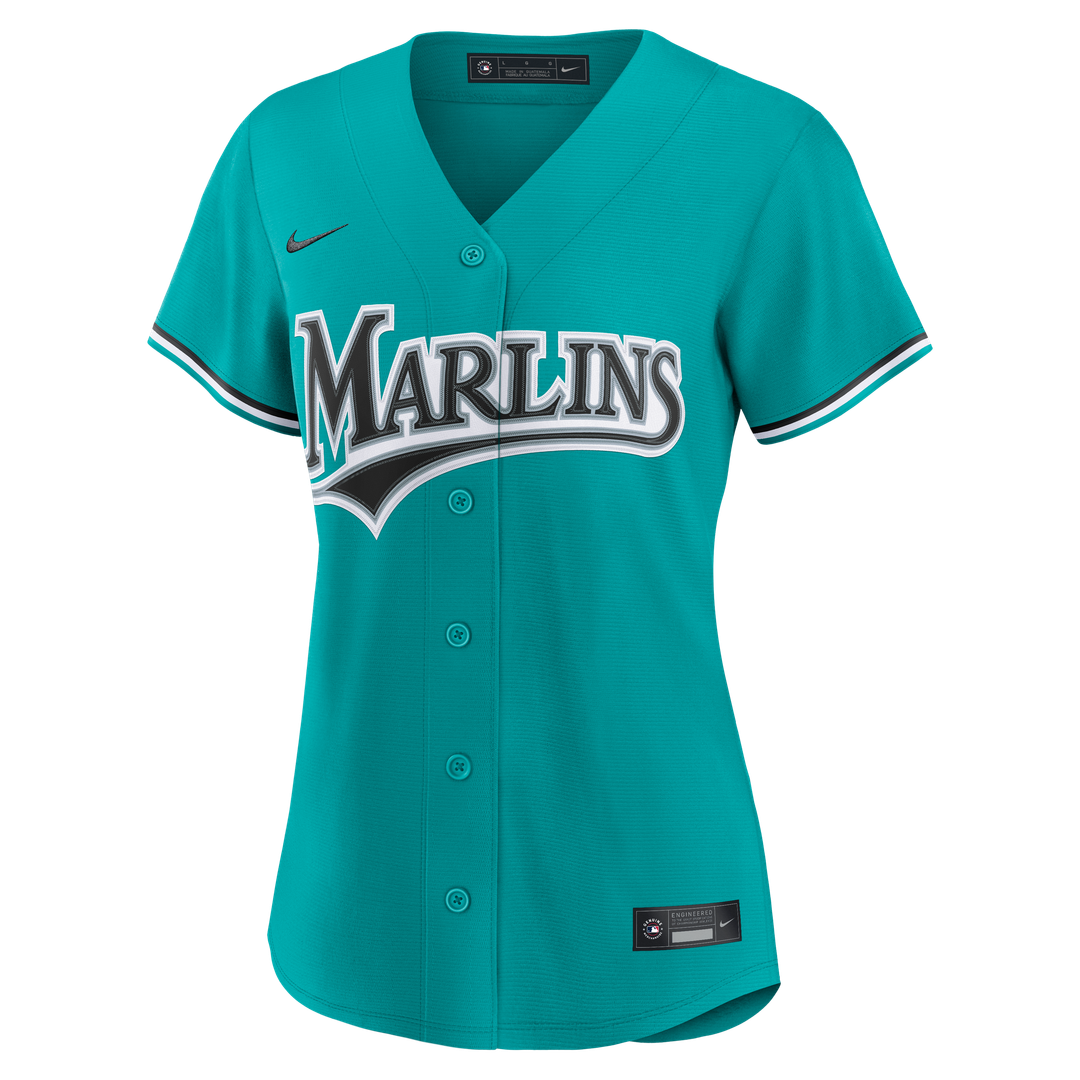 Miami Marlins Nike Women's Alternate Replica Jersey - Teal MLB Team Jersey Baseball Fan Apparel