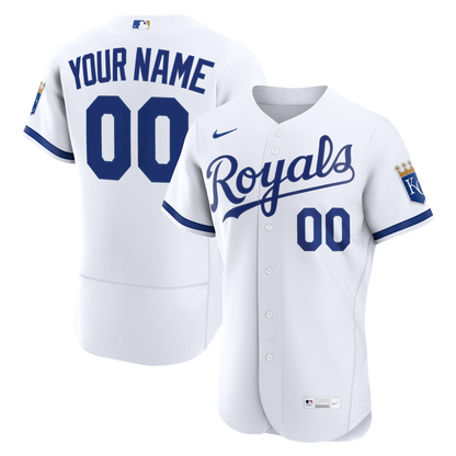 Kansas City Royals Nike Home Authentic Custom Jersey - White MLB Team Jersey Baseball Fan Apparel