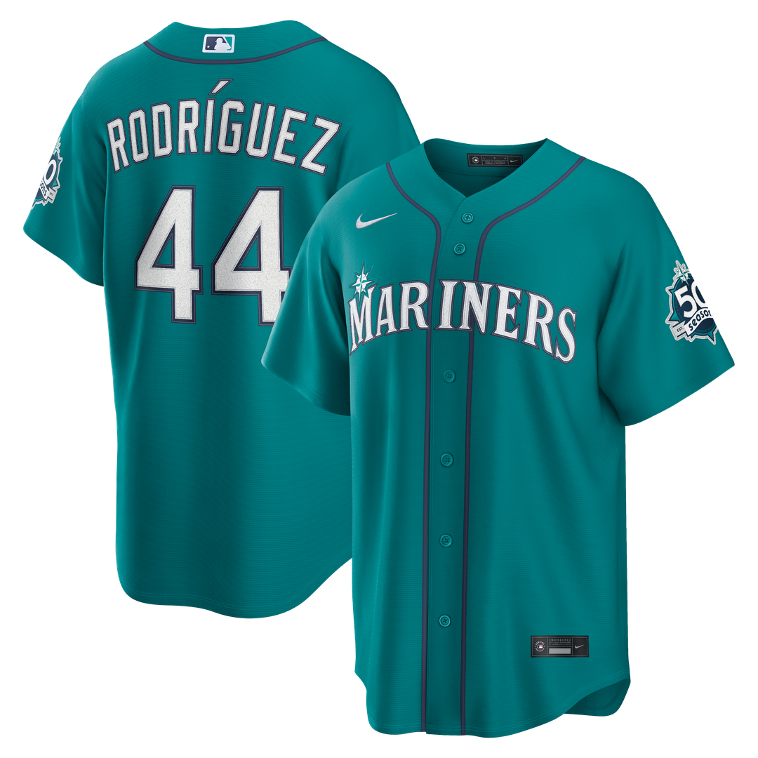 Seattle Mariners Julio Rodríguez Nike Home Stadium 50th Season Patch Jersey - White MLB Team Jersey Baseball Fan Apparel