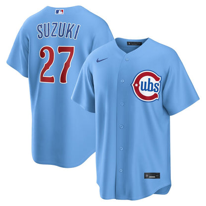 Chicago Cubs Seiya Suzuki Nike Alternate Replica Jersey - Light Blue MLB Team Jersey Baseball Fan Apparel