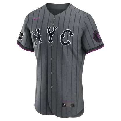 New York Mets Francisco Lindor Nike City Connect Authentic Sponsor Patch Jersey - Gray MLB Team Jersey Baseball Fan Apparel