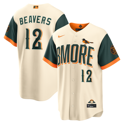 Baltimore Orioles Dylan Beavers Nike 2026 City Connect Stadium Jersey - Cream MLB Team Jersey Baseball Fan Apparel