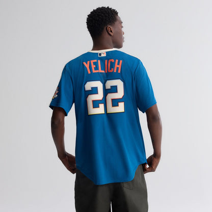 Milwaukee Brewers Christian Yelich Nike 2026 City Connect Stadium Jersey - Mineral Blue MLB Team Jersey Baseball Fan Apparel