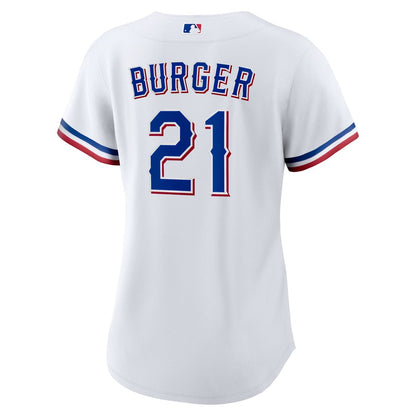 Texas Rangers Jake Burger Nike Women's Home Replica Jersey - White MLB Team Jersey Baseball Fan Apparel