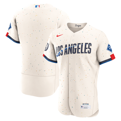 Los Angeles Dodgers Nike City Connect Authentic Sponsor Patch Jersey - Cream MLB Team Jersey Baseball Fan Apparel