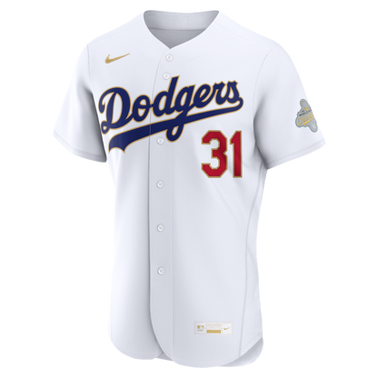 Los Angeles Dodgers Tyler Glasnow Nike 2026 Gold Collection Authentic Jersey - White MLB Team Jersey Baseball Fan Apparel