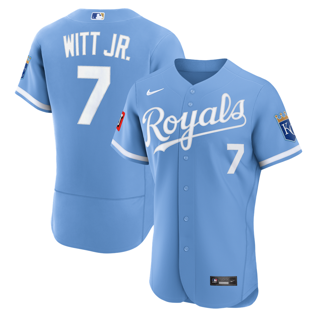 Kansas City Royals Bobby Witt Jr. Nike Home Authentic Sponsor Patch Jersey - White MLB Team Jersey Baseball Fan Apparel