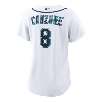 Seattle Mariners Dominic Canzone Nike Women's Home Replica Jersey - White MLB Team Jersey Baseball Fan Apparel